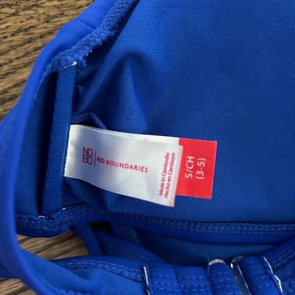 NEW No Boundaries Bright Blue Rutched Tie Bikini - Picture 5 of 6